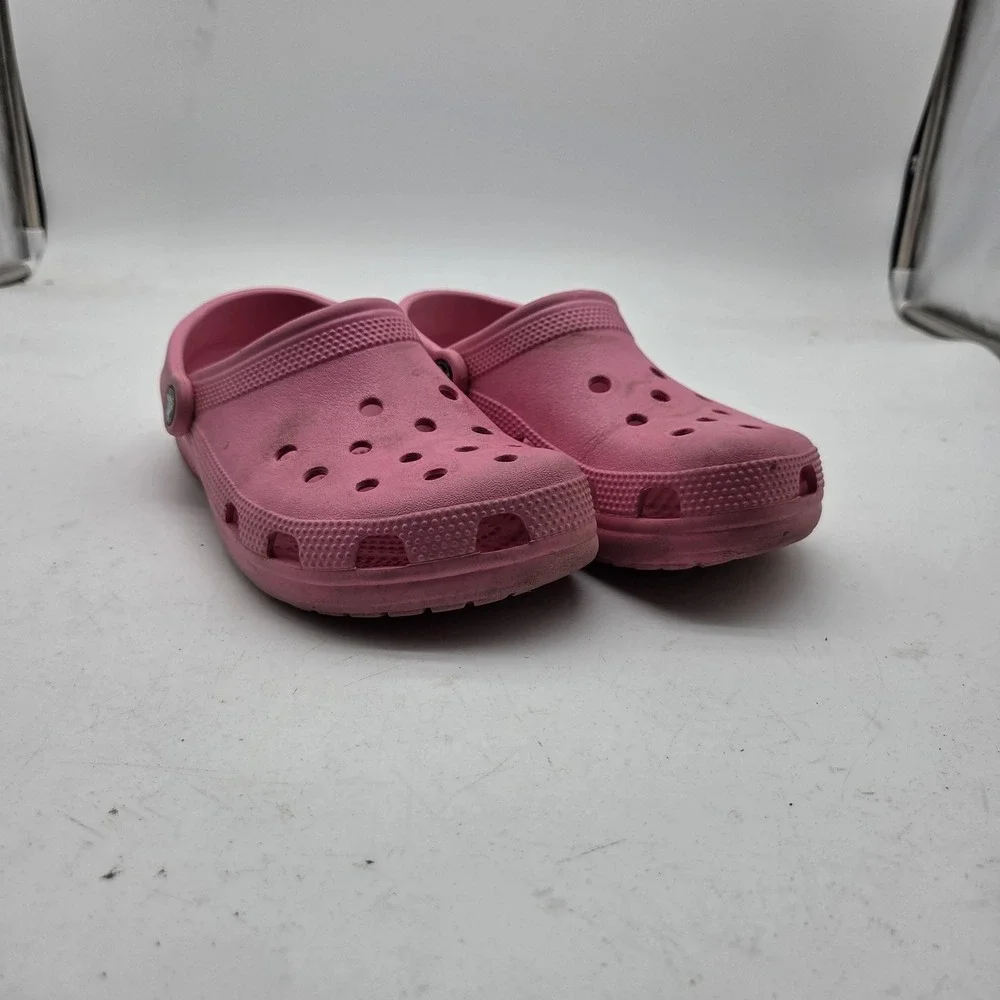 Crocs Shoes Kids Size 7 Pink Classic Clog Slip On Sandals Casual Rubber